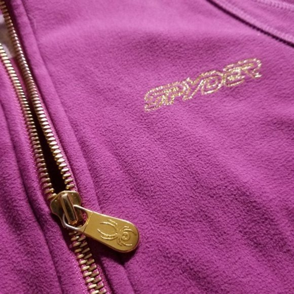 Spyder Pink Soft Fleece Full Zip Up Sweatshirt - Picture 3 of 8